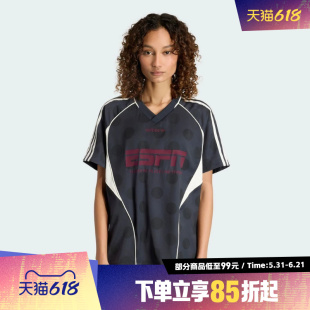 adidas阿迪达斯三叶草女子街头风波点运动休闲V领短袖T恤KV1189