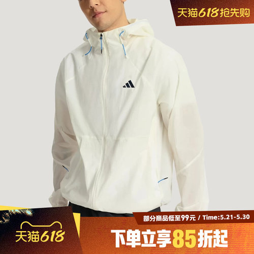 adidas阿迪达斯夏季男子TH LW WV JKT运动健身连帽夹克外套KR2513