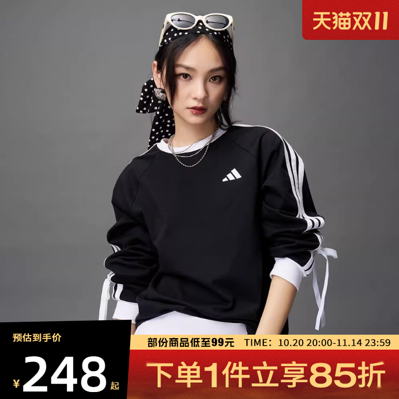 adidas阿迪达斯女子DANCE LS TEE2蝴蝶结运动休闲长袖T恤KG3858