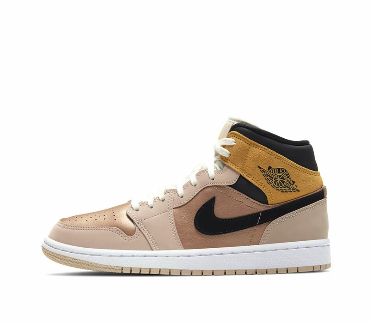 Air Jordan 1 Mid AJ1淡粉橘拼接奶茶女子中帮篮球鞋广东WE仓