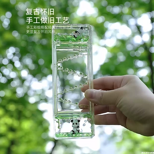 可爱熊猫油漏小摆件治愈解压情绪稳定沙漏创意流沙计时器生日礼物