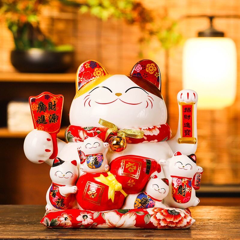 国潮宫廷陶瓷巨大号摇手招财猫存钱家居客厅店铺收银台开业礼品