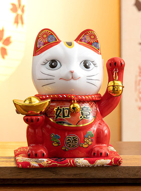 国潮猫小摆件店铺前台开业礼品陶瓷创意客厅装饰存钱