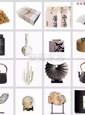 中式样板房样品屋展示中心书柜书架博古架桌面中式书桌软装饰品工