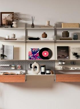 无即所有极简北欧壁挂系统V606置物展示架书架金属搁板白色衣帽架
