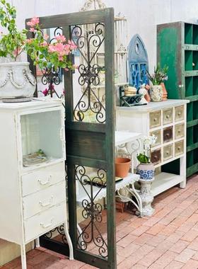 实木铁艺门板隔断 覆古做旧