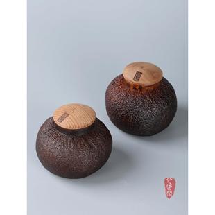 柚子皮茶叶罐茶叶密封储存罐非遗名家王伯杨柚子罐大漆便携竹茶罐