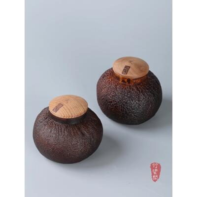 柚子皮茶叶罐茶叶密封储存罐非遗名家王伯杨柚子罐大漆便携竹茶罐