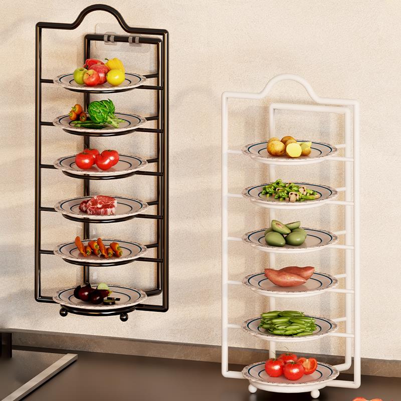 备菜置物架厨房壁挂多层盘子架火锅配菜多功能收纳层架家用台面盘