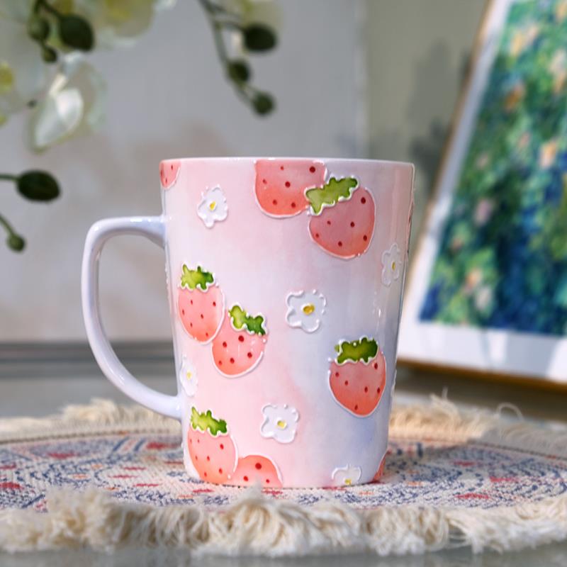 可乐杯景德镇高温釉下彩菀菀手工手绘水杯马克杯手握杯陶瓷咖啡杯