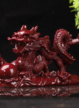 朱砂生肖龙摆件紫金砂神兽风水家居镇宅摆件商务红色大龙摆件桌面
