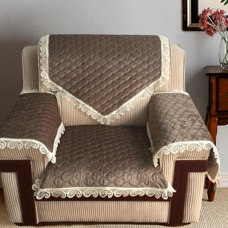 雪尼尔沙发坐垫高档商务会议办公室扶手巾单人盖巾套欧式皮防滑罩