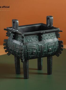 古铜官禺方鼎大号门厅彷古青铜器铜鼎摆件办公室乔迁公司开业礼品