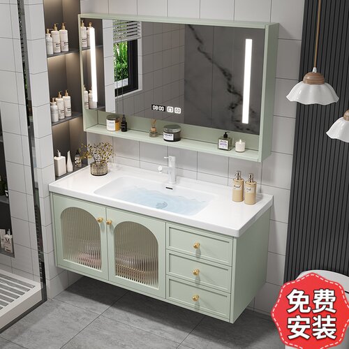 法式橡木烤漆实木浴室柜组合