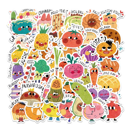 55张儿童英语启蒙水果食物贴纸