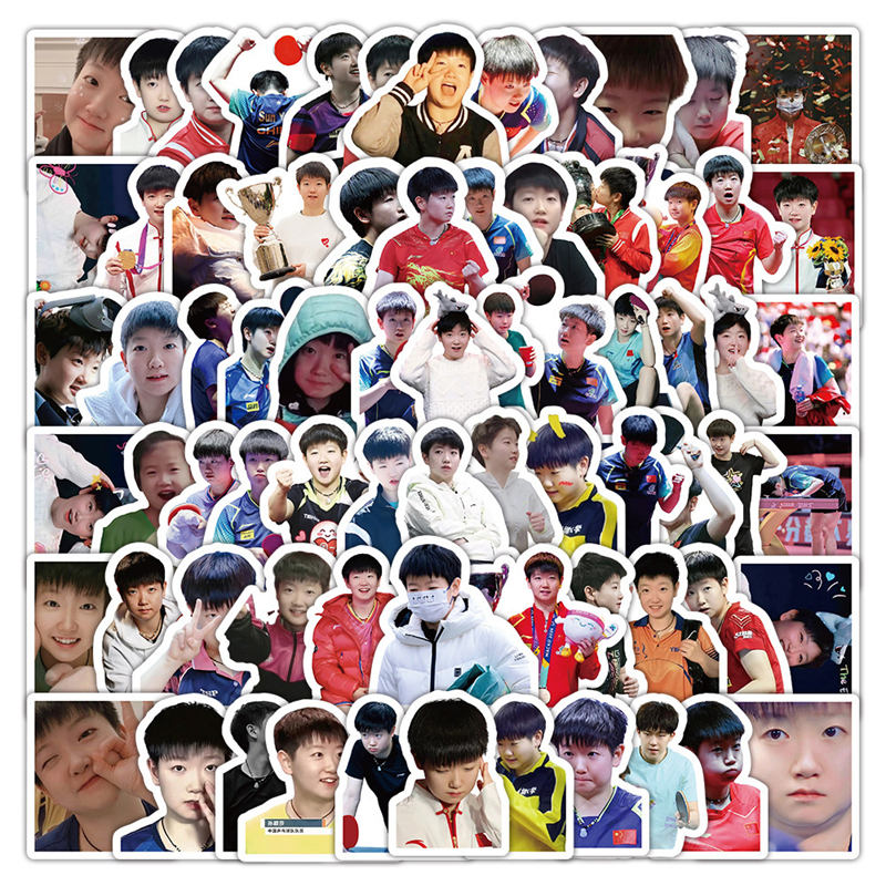 100张乒乓球莎莎装饰防水贴纸