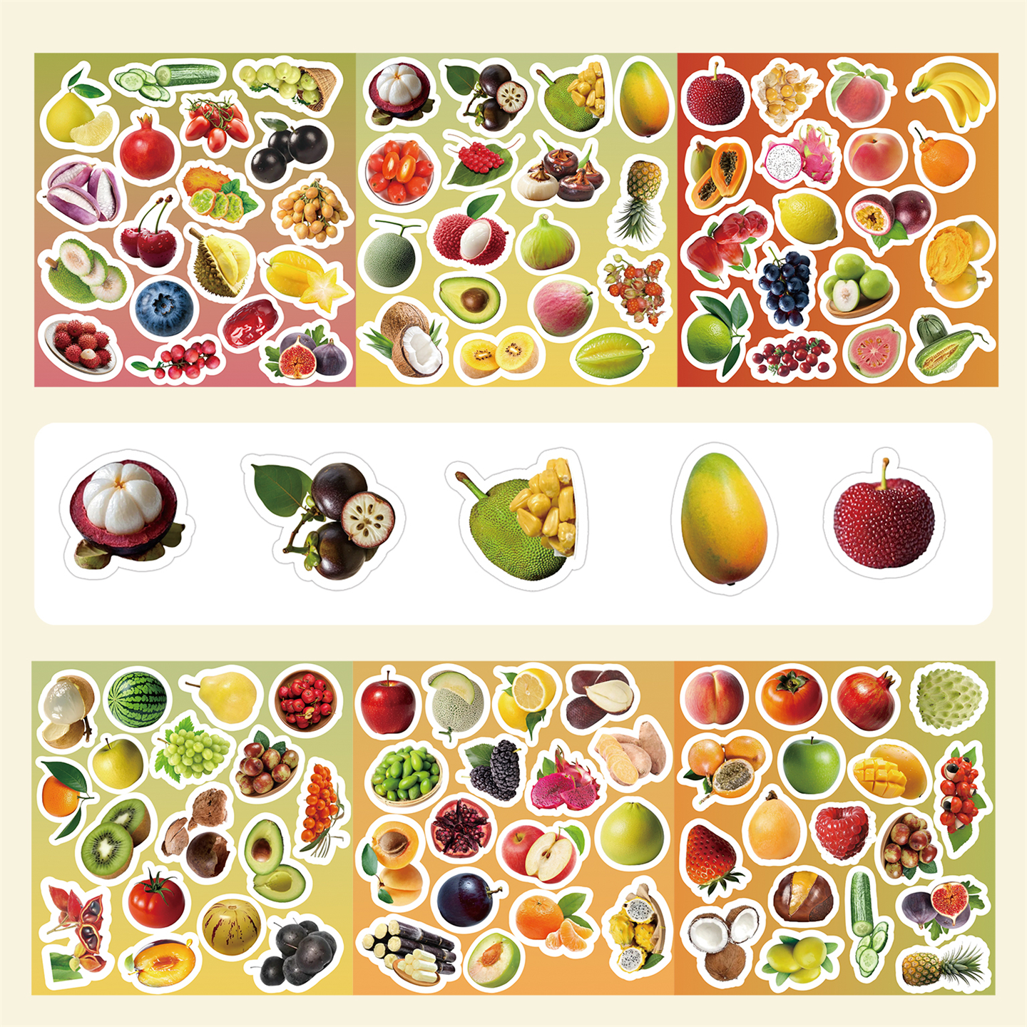 6张半切益智早教ins风水果贴纸