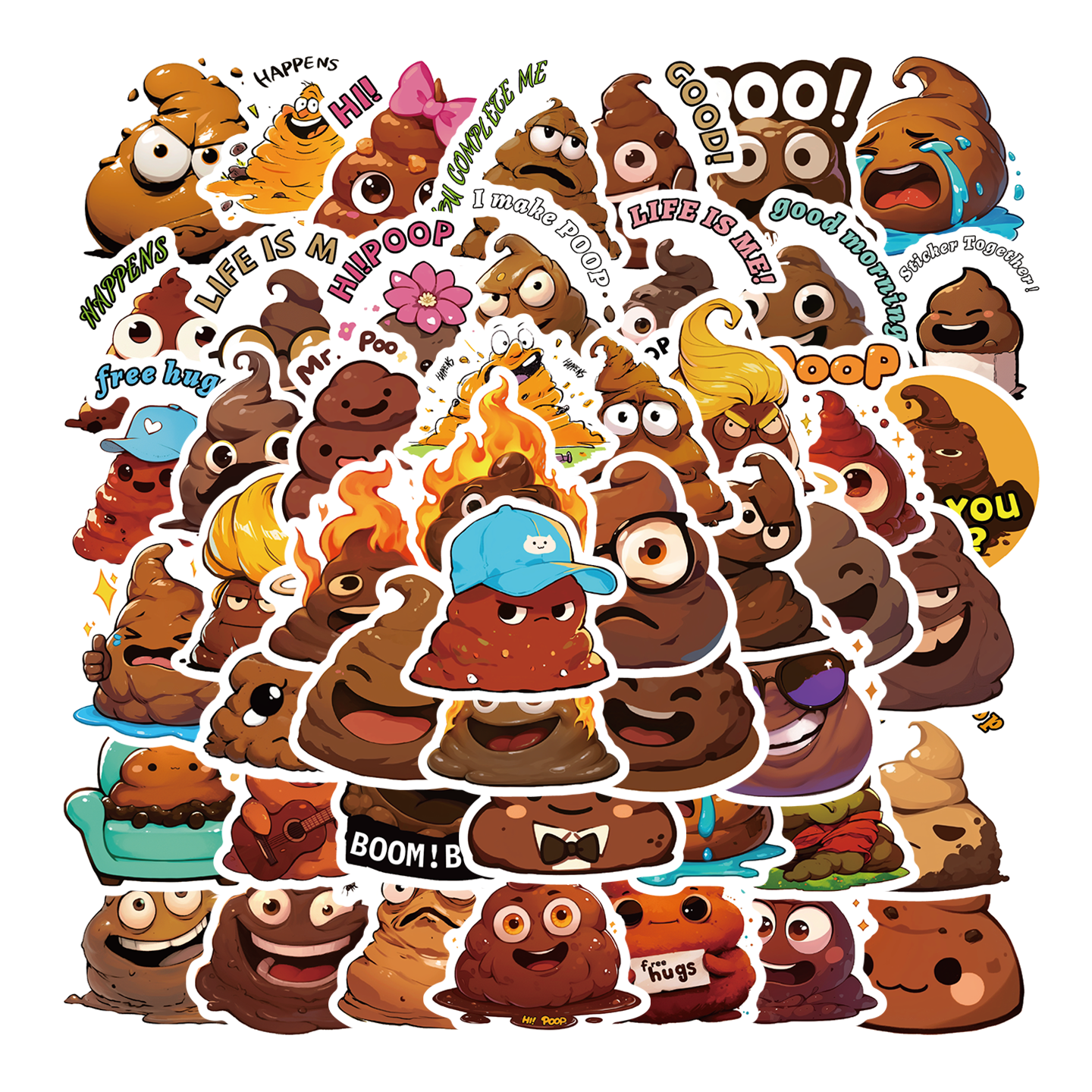 50张巧克力便便英文表情包贴纸