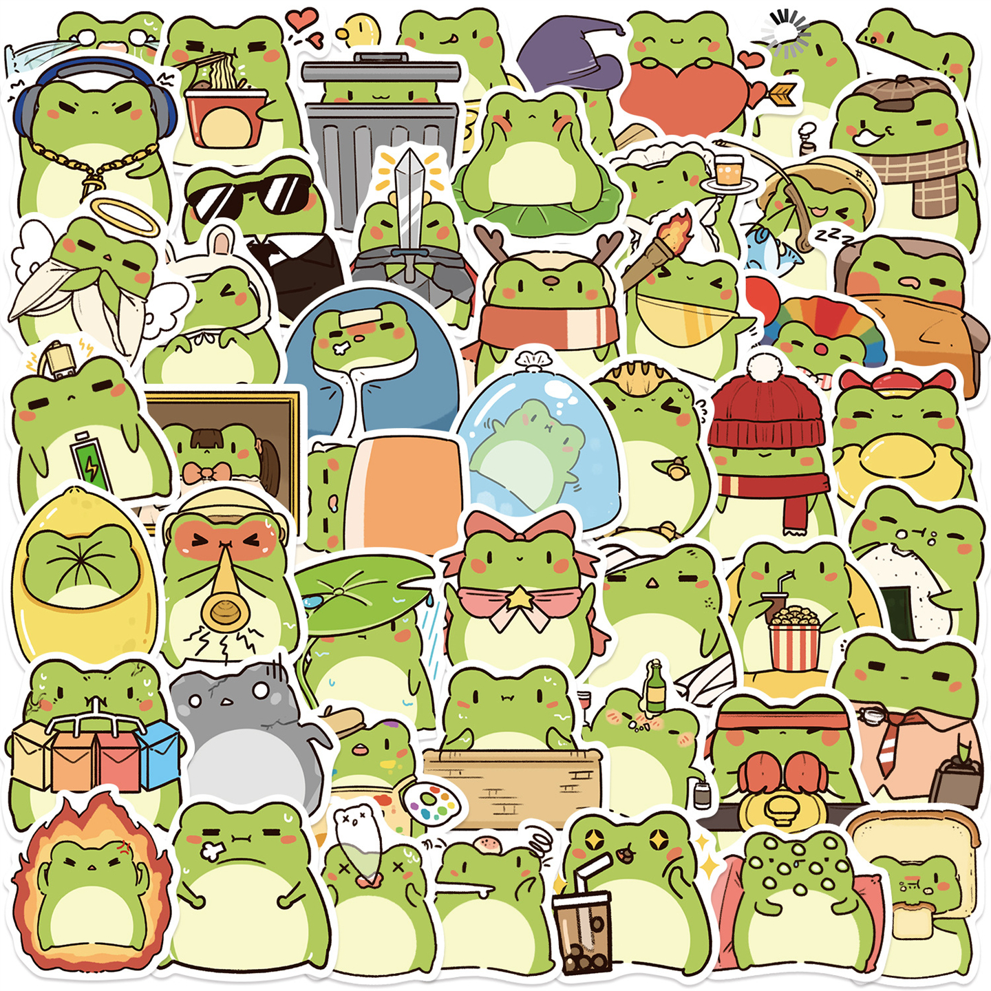 50张创意青蛙表情包日常轨迹贴纸