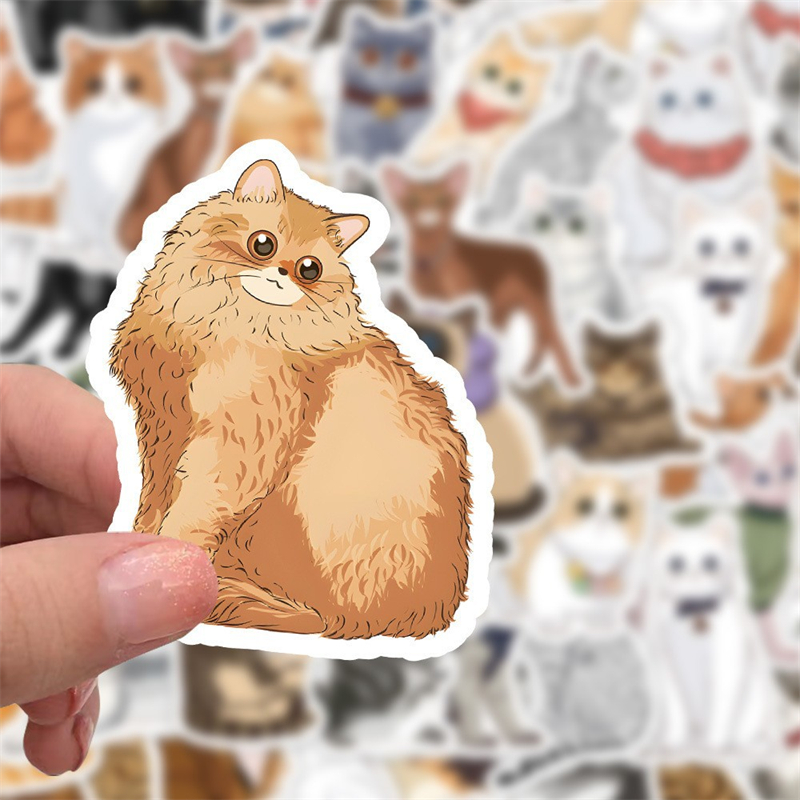 60张可爱猫咪装饰防水贴纸