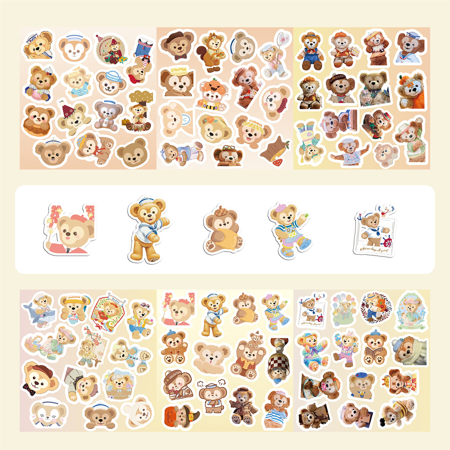 6大张半切款经典可爱达菲熊贴纸棕色系小熊创意贴画装饰手机壳笔记本卧室门保温杯平板吉他DIY颜值高防水贴画,文具电教/文化用品/商务用品,贴纸/立体贴纸,淘宝优惠券,粉丝福利购,淘宝优惠卷