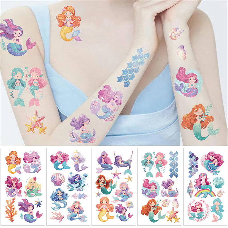10张卡通美人鱼装饰水转印贴贴画