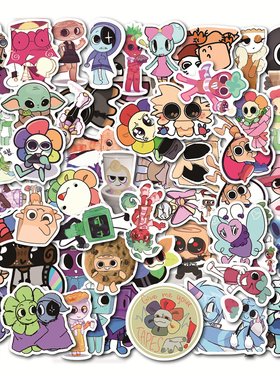 50张Dandy's World丹迪的世界游戏卡通遮瑕可爱贴纸装饰笔记本头盔拉杆箱手账保温杯冰箱文具书桌DIY防水贴纸