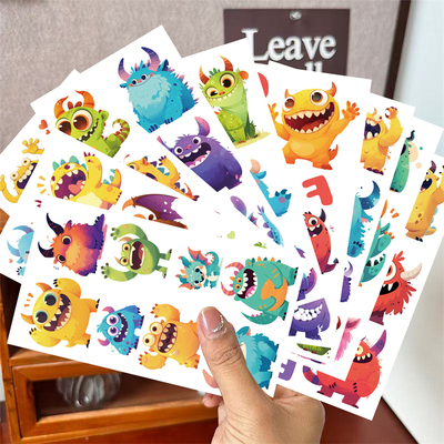 10张卡通彩色怪兽可爱儿童纹身贴