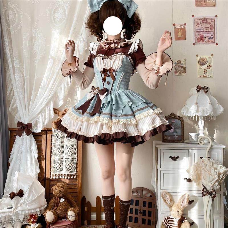 山楂浆果薄巧芙芙新年薄荷巧克力狗短蓬蓬裙温柔可爱风洋装