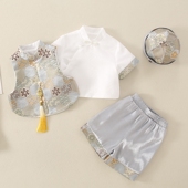 百天百岁衣服儿童中国风汉服 礼服婴儿夏装 男宝宝周岁抓周唐装 中式