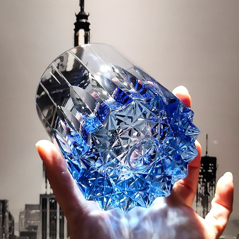 星芒轻奢高级感K9水晶江户切子日式威士忌洋酒杯高端礼物玻璃杯子