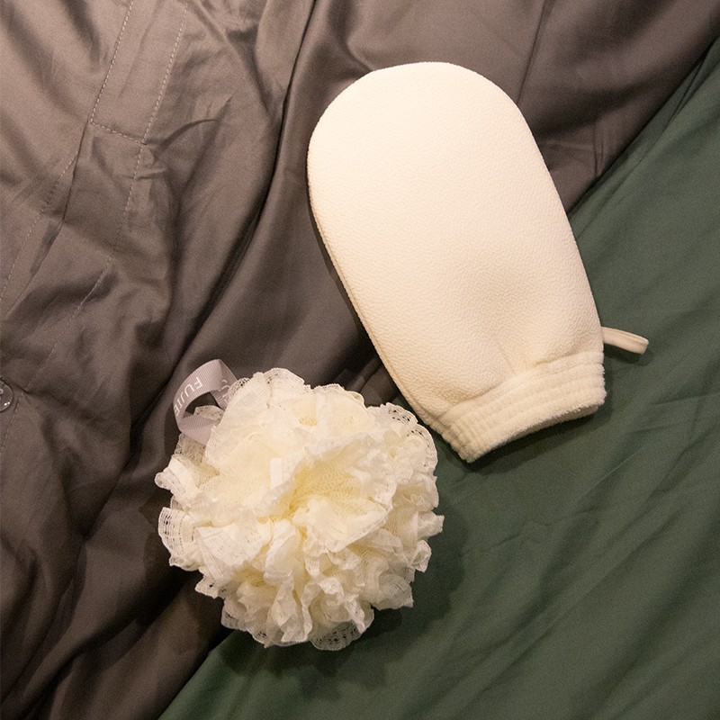 白色拉背条搓澡巾男女士洗澡下灰长条搓灰搓背巾浴花不求人3件套