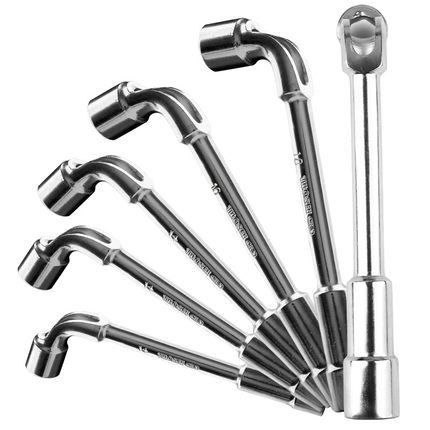 包邮L型套筒扳手7字型烟斗型弯头穿孔扳手汽修工具双头外六套筒