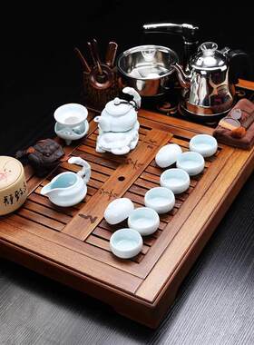 中式实木鸡翅木茶具套装 自动茶盘家用泡茶台 德化产整套茶海
