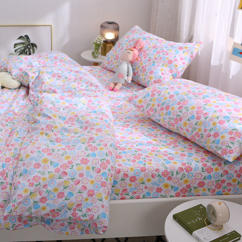 花颜 秋冬纯棉被套单件全棉厚斜纹被罩单人1.5m双人2.0x2.3少女粉