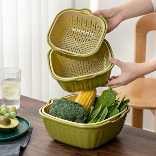 洗菜盆沥水篮双层厨房新款滤水漏水汲水筐漏网菜篮子洗水果神器