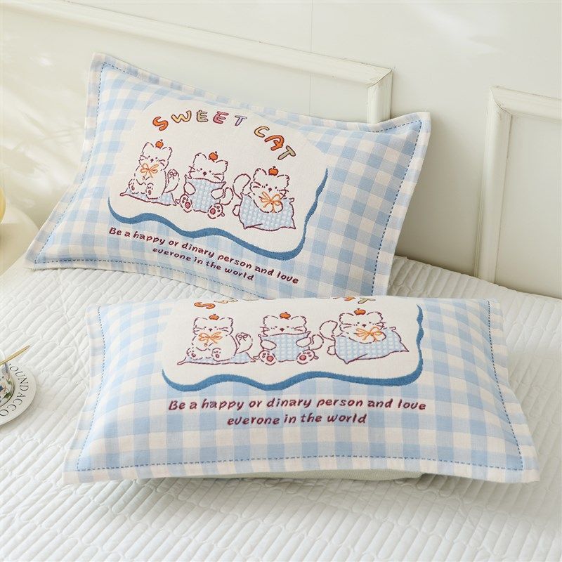 纯棉纱布儿童枕套家用柔软透气全棉卡通学生枕芯套高档通用内胆套,床上用品,枕套,淘宝优惠券,粉丝福利购,淘宝优惠卷