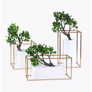 新中式 饰配饰 售楼处前台摆件大理石插花器花瓶样板房客厅玄关软装