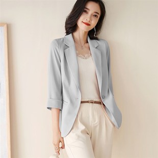 七分袖小西装春夏季知性女士优雅一粒扣修身显瘦休闲百搭西服外套