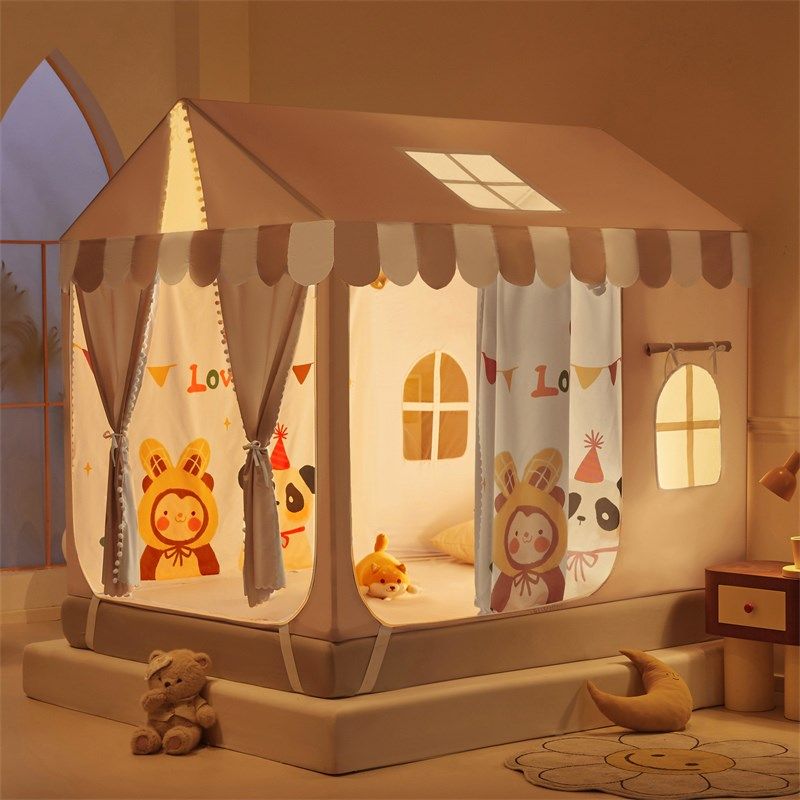 新款小房子城堡造型坐床蚊帐带防尘顶遮光布帘双层蚊帐儿童防掉摔,床上用品,蚊帐,淘宝优惠券,粉丝福利购,淘宝优惠卷