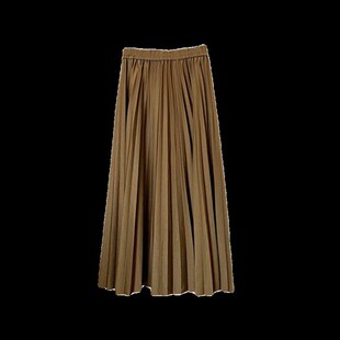 大码黑色百褶半身裙女秋2023新款胖MM高腰显瘦垂感A字中长款裙子