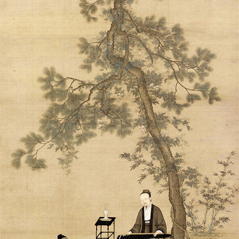 北宋 赵佶 宋徽宗 听琴图 国画书画字画 高清艺术微喷 原作复制