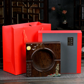 复古中式 烟灰缸实木带盖烟缸家用办公室客厅防摔黑檀木烟灰缸大气