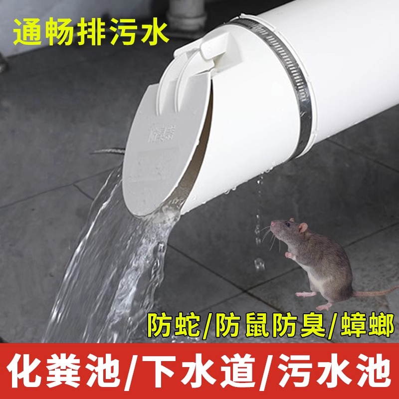 PVC排水管防返臭污水单向止回阀50/75/110防臭蚊虫鼠蛇止逆阀外盖