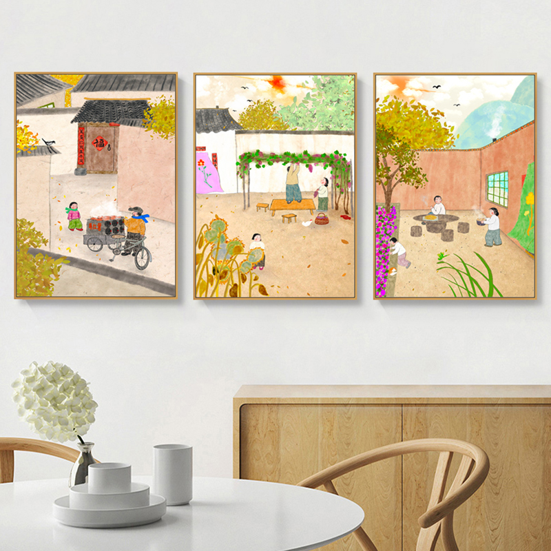 新中式餐厅装饰画饭店厨房背景墙面壁画客厅简约民宿禅意茶室挂画图片