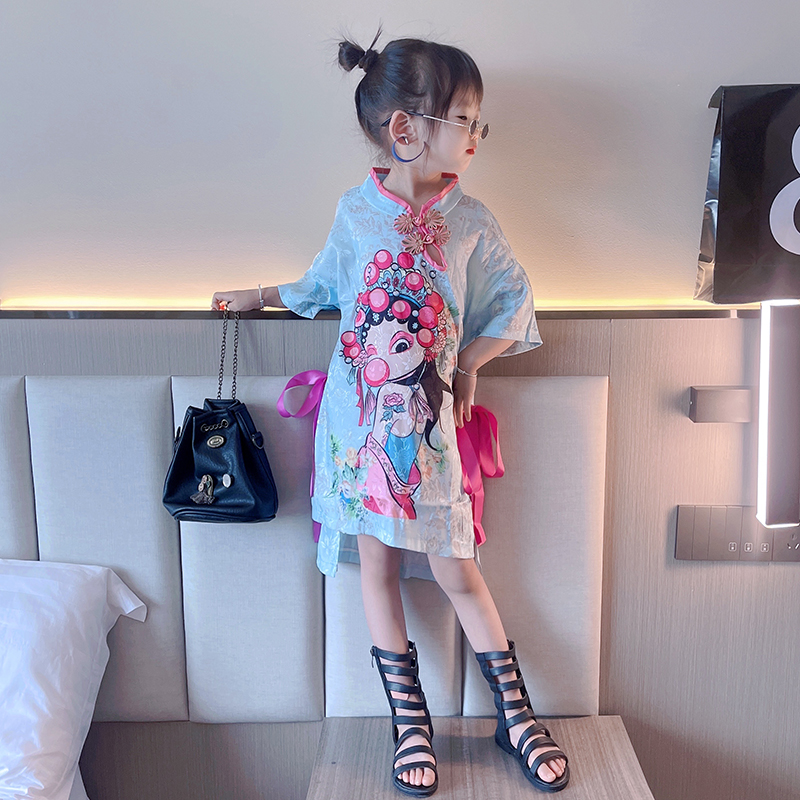 六一儿童表演服国潮汉服女童中国风古典舞演出服模特走秀旗袍裙子