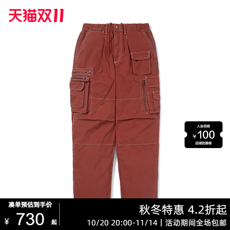 美式工装裤印花明线装饰工装裤