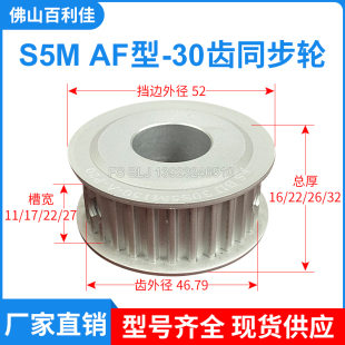 S5M200槽宽22 S5M250宽27 AF两面平无台同步皮带轮 S5M30齿同步轮