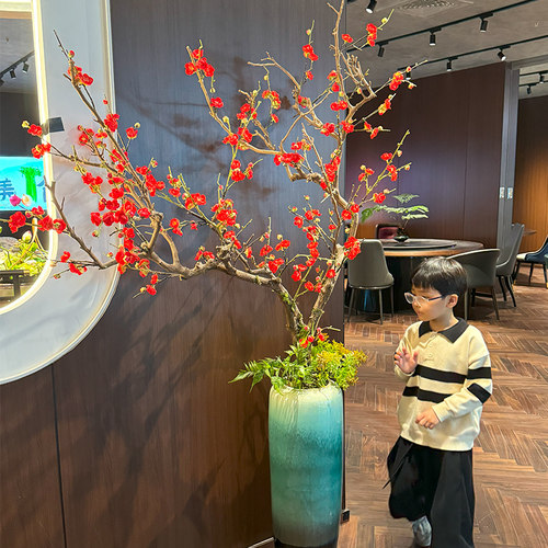 仿真梅花树带花瓶室内阳台橱窗