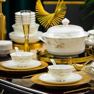 2套025新款 陶碗 碗复碟装 景德镇高温骨瓷家用古餐瓷具江山如画套装